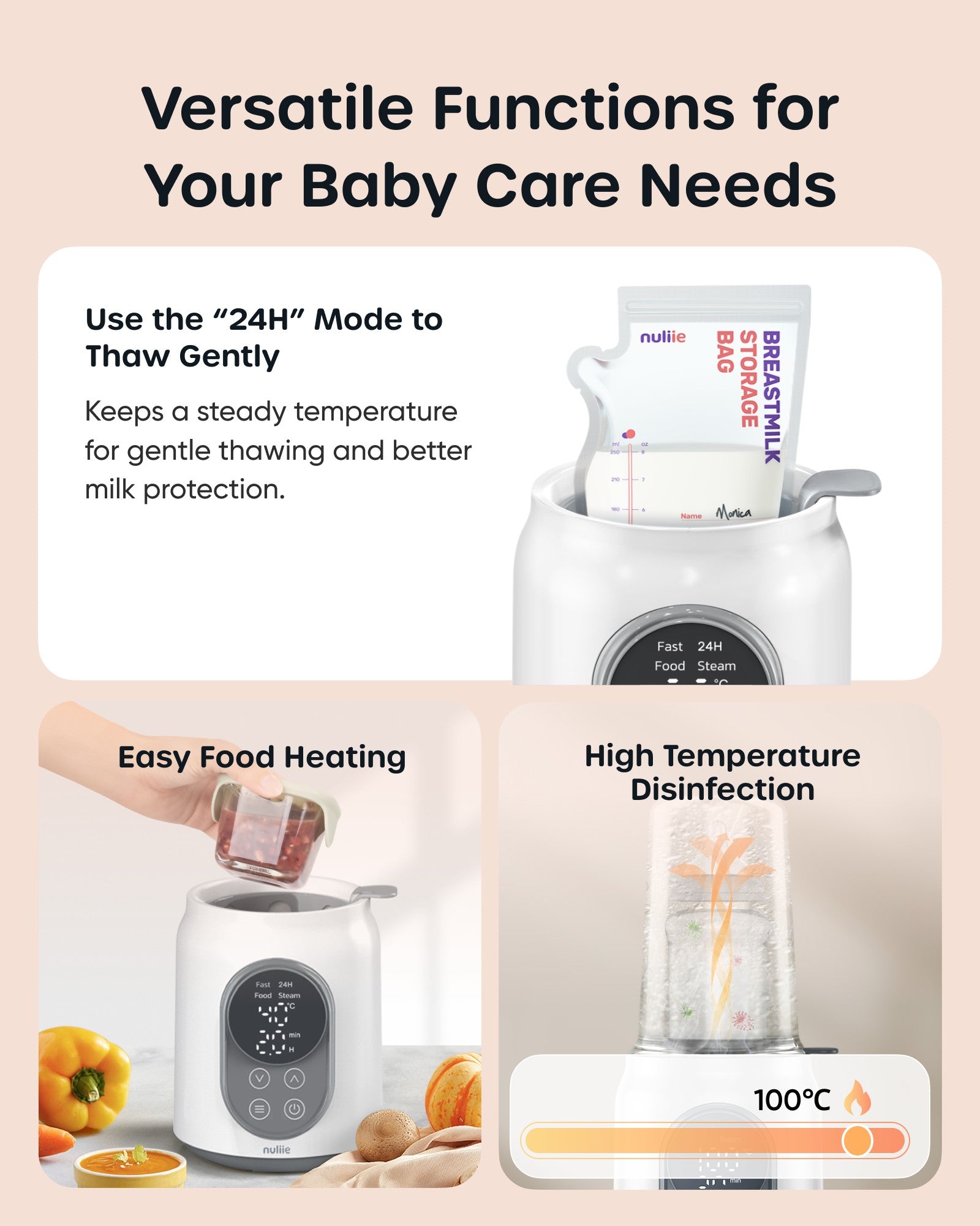 Nuliie Baby Bottle Warmer 10-in-1 with Digital LCD