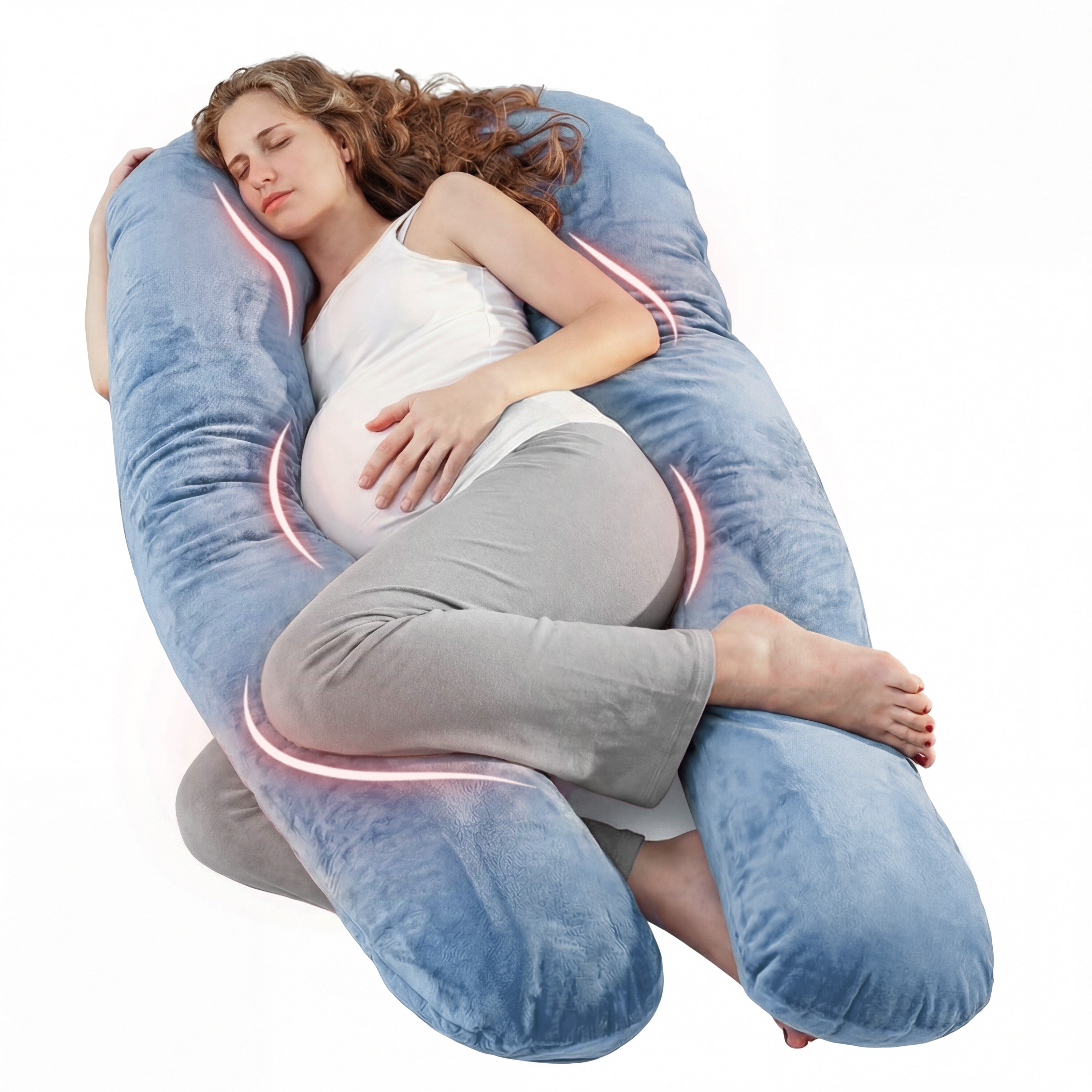 Nuliie Pregnancy Pillow for Sleeping, With Washable Velvet Cover