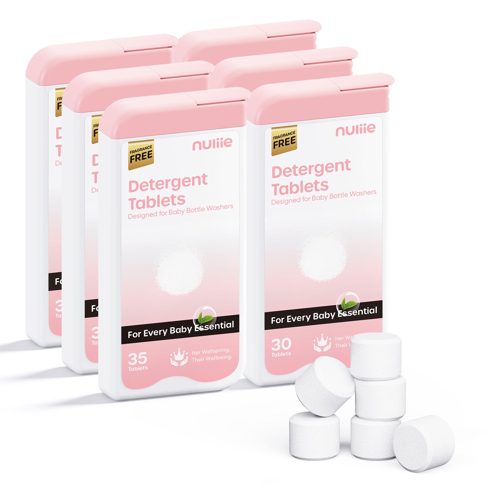 Nuliie Detergent Tablets with Convenient Box for All Baby Bottle Washers