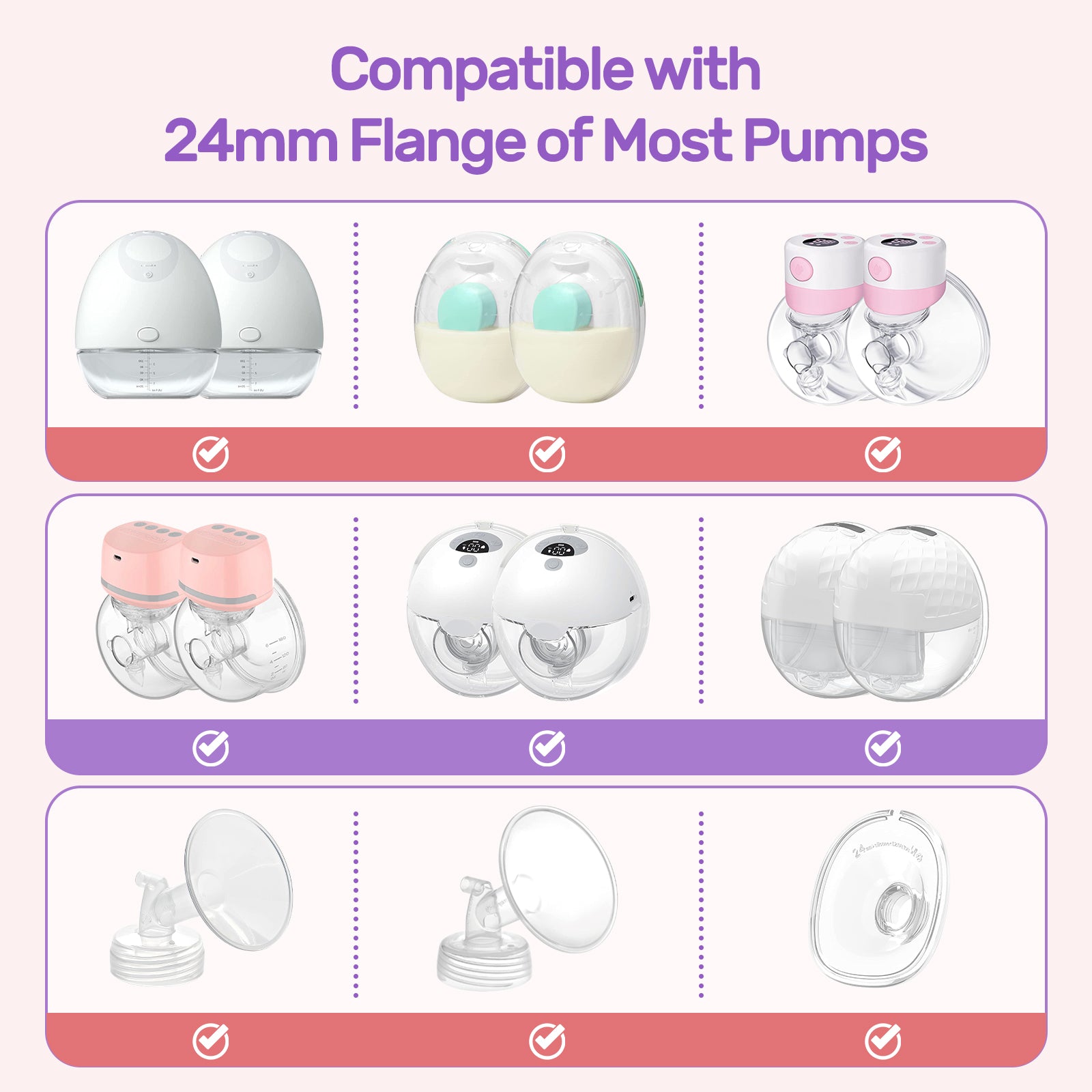 Nuliie Flange Inserts for Most Breast Pump, With Rectangular Measuring Ruler