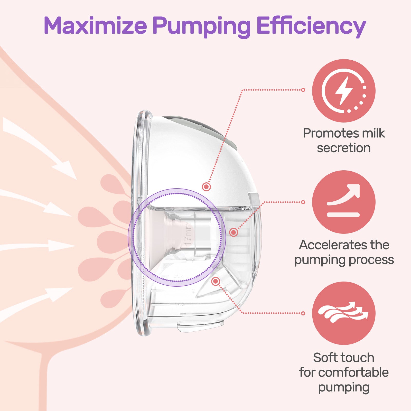 Nuliie Flange Inserts for Most Breast Pump, With Rectangular Measuring Ruler