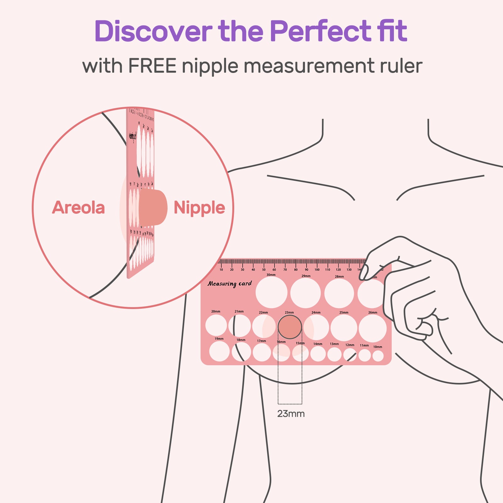 Nuliie Flange Inserts for Most Breast Pump, With Rectangular Measuring Ruler