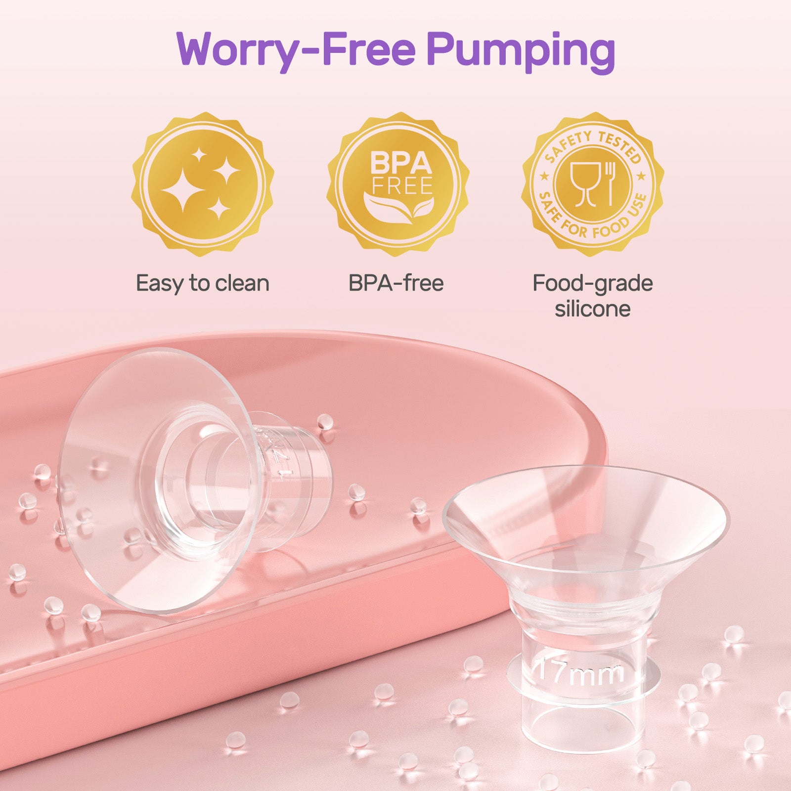 Nuliie Flange Inserts for Most Breast Pump, With Rectangular Measuring Ruler