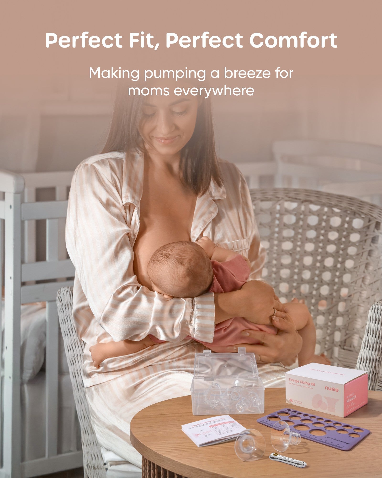 Nuliie Flange Inserts for Most Breast Pump, With Measuring Ruler, Measuring Tape and PP Storage box