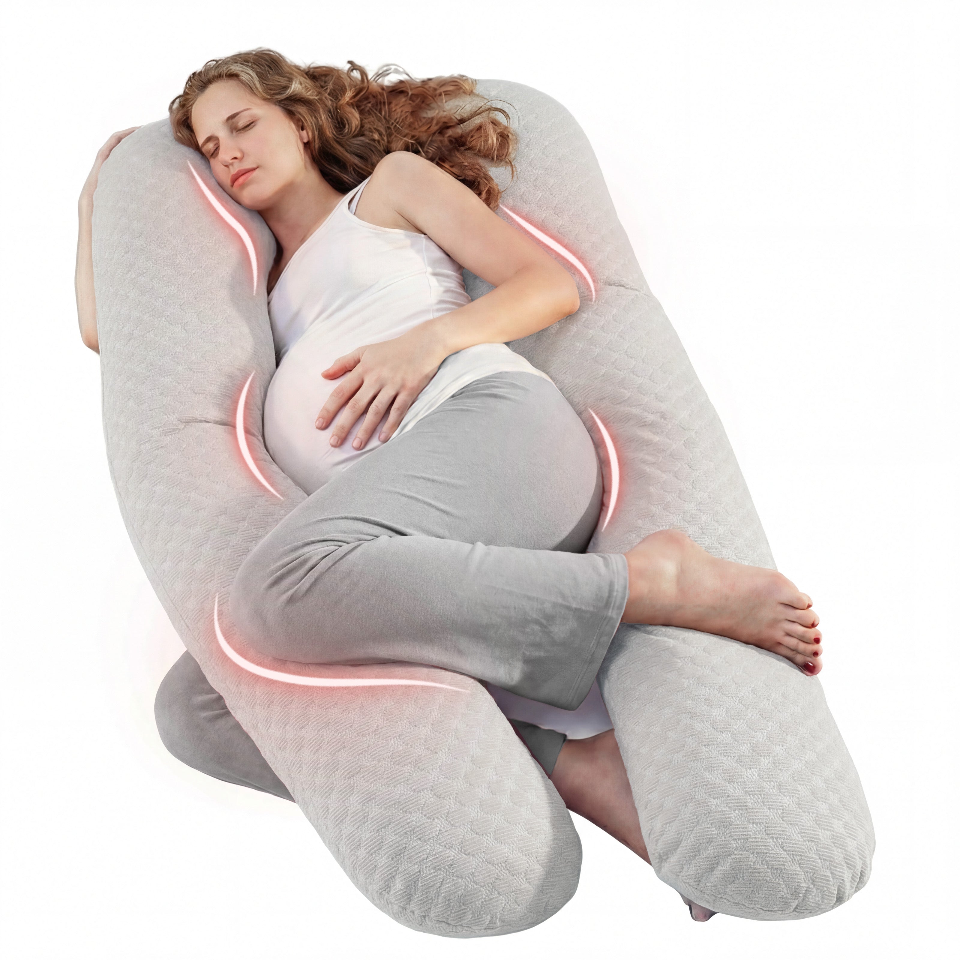 Nuliie Pregnancy Pillow for Sleeping, With Washable Velvet Cover
