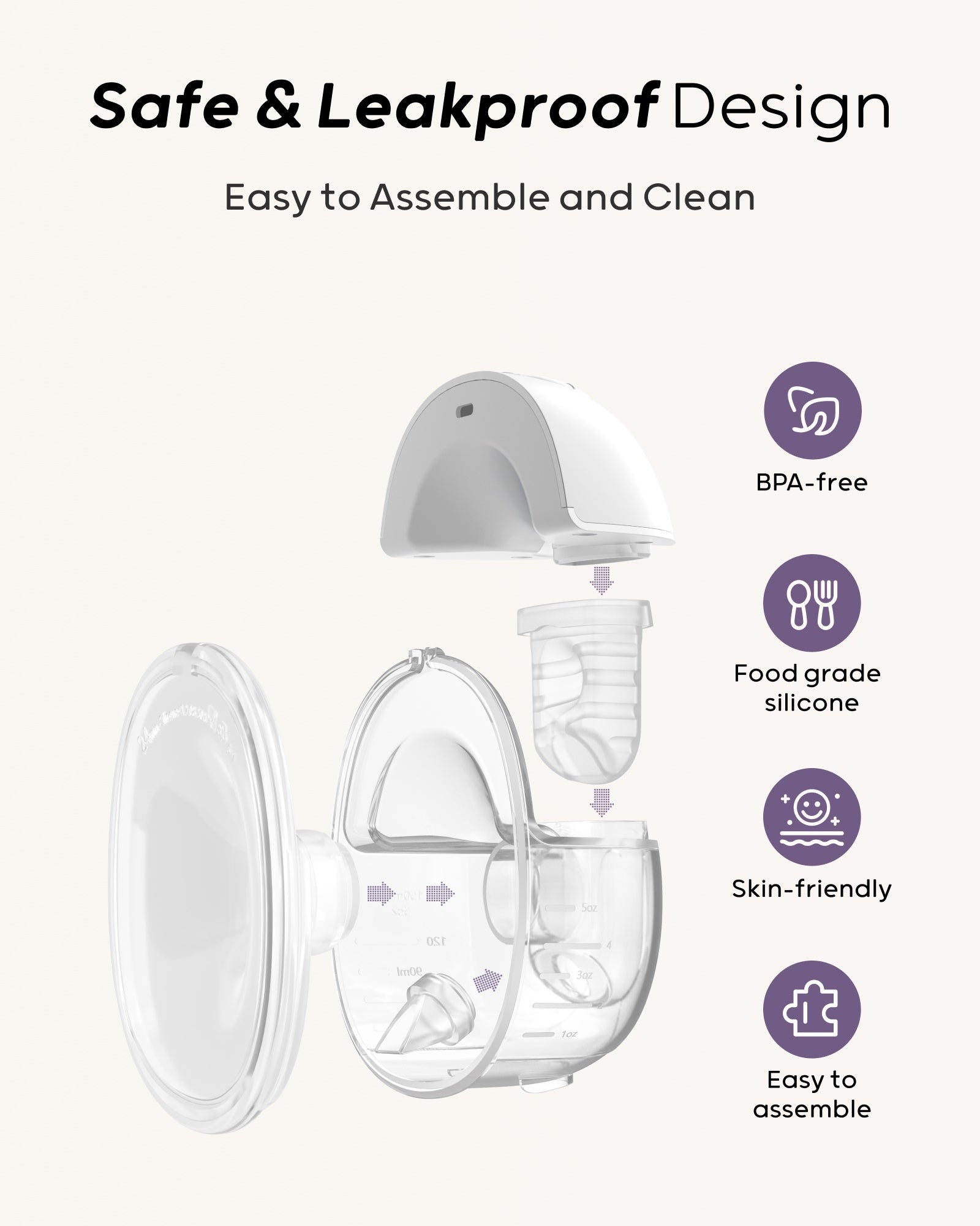 Nuliie S32 Hands Free Breast Pump, Wearable Lightweight Silicon, White