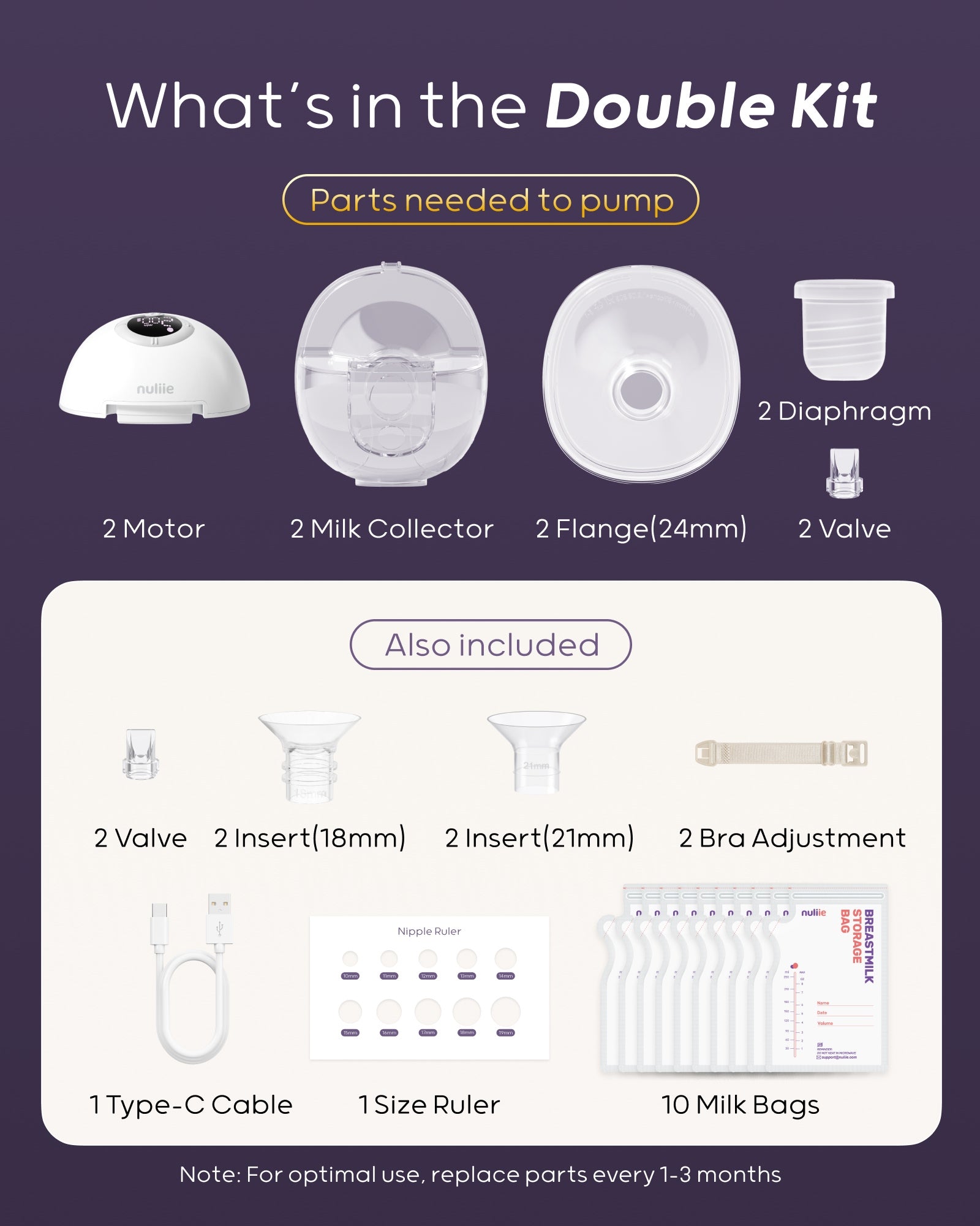 Nuliie S32 Hands Free Breast Pump, Wearable Lightweight Silicon, White