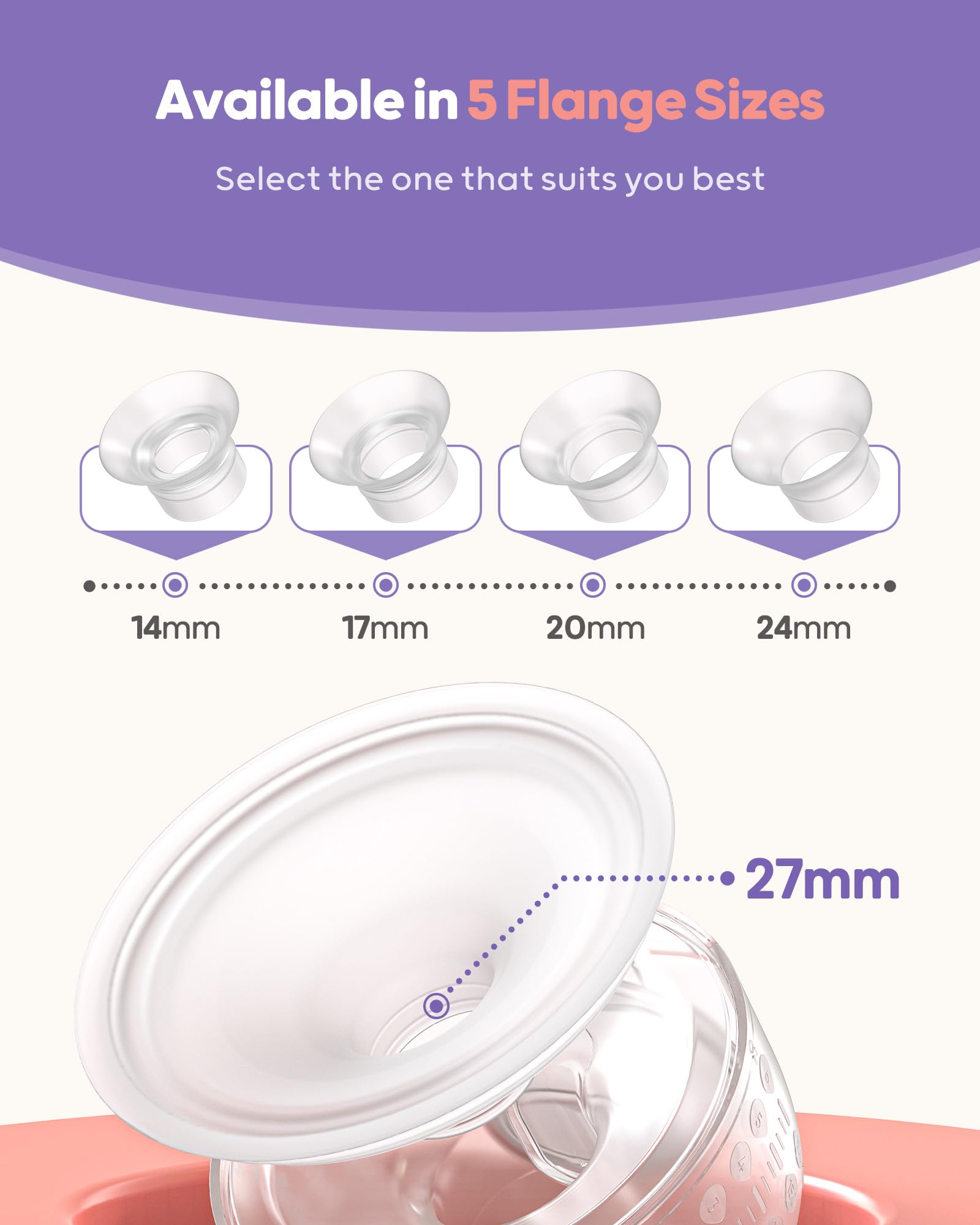 Nuliie YM-8806 Wearable Breast Pump Electrical with Storage Bag, LED Display, Purple