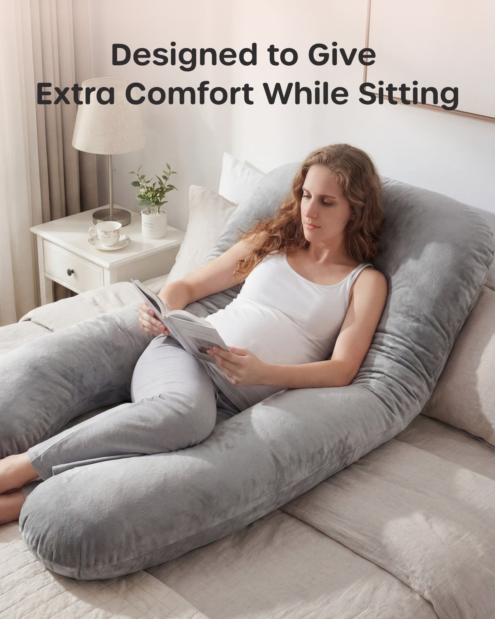 Nuliie Pregnancy Pillow for Sleeping, With Washable Velvet Cover