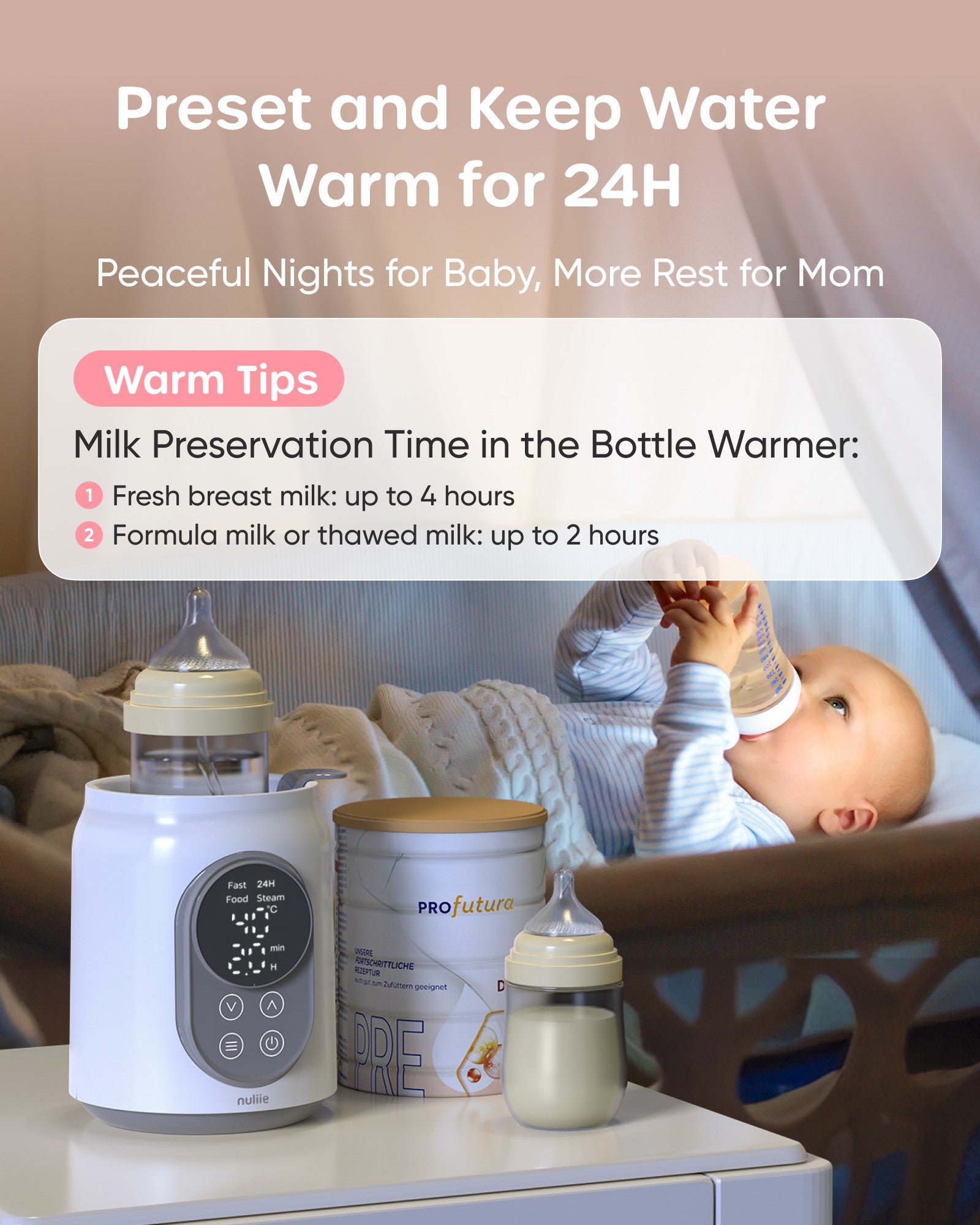Nuliie Baby Bottle Warmer 10-in-1 with Digital LCD