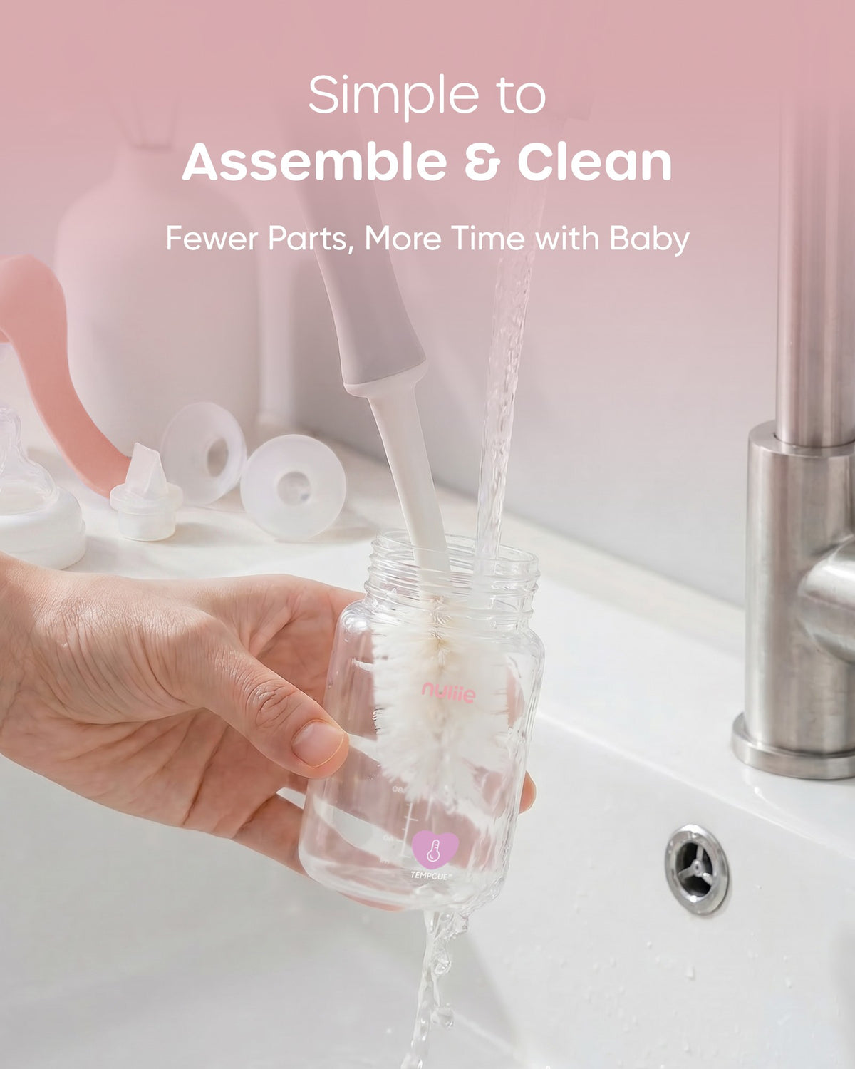 Nuliie 8010 Manual Breast Pump, Adjustable Suction with Temperature-Indicating Bottle, BPA-Free, Heat Resistant