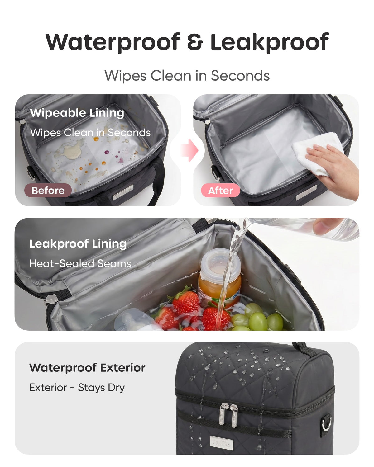 Nuliie Breastmilk Cooler Bag with Ice Pack Fits 6 Baby Bottles