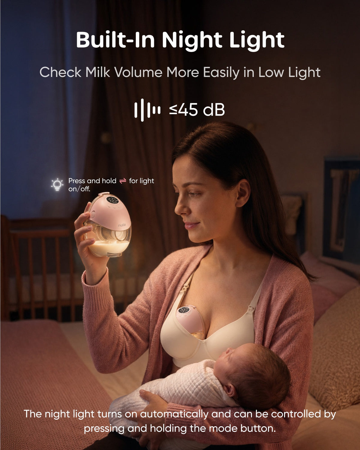 Nuliie S42 JoyFlow Pro Wearable Breast Pump with Night Light, 2-Pack