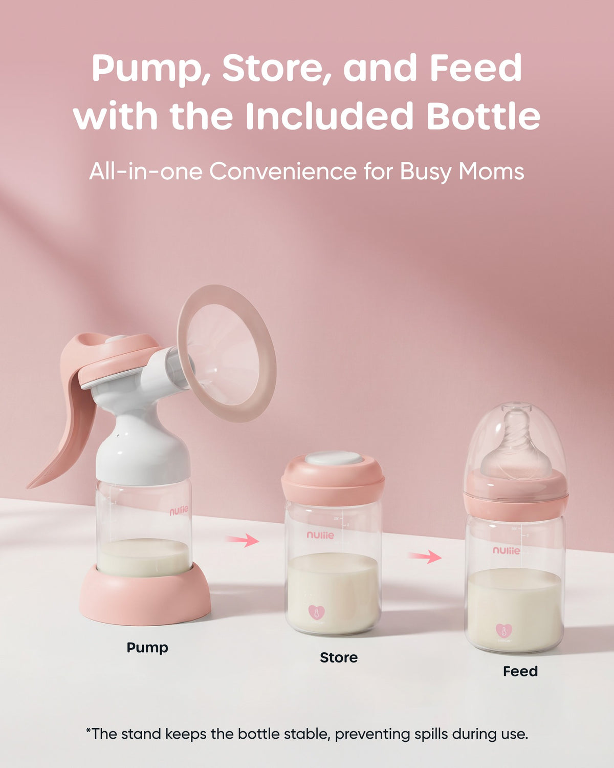 Nuliie 8010 Manual Breast Pump, Adjustable Suction with Temperature-Indicating Bottle, BPA-Free, Heat Resistant