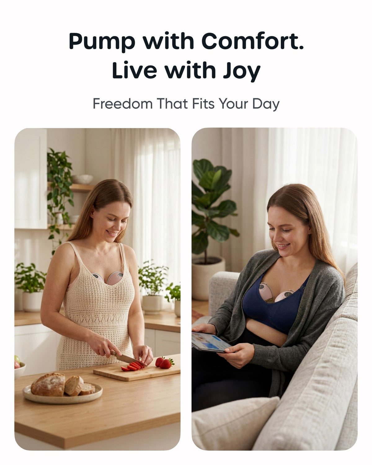 Nuliie S42 JoyFlow Pro Wearable Breast Pump with Night Light, 2-Pack