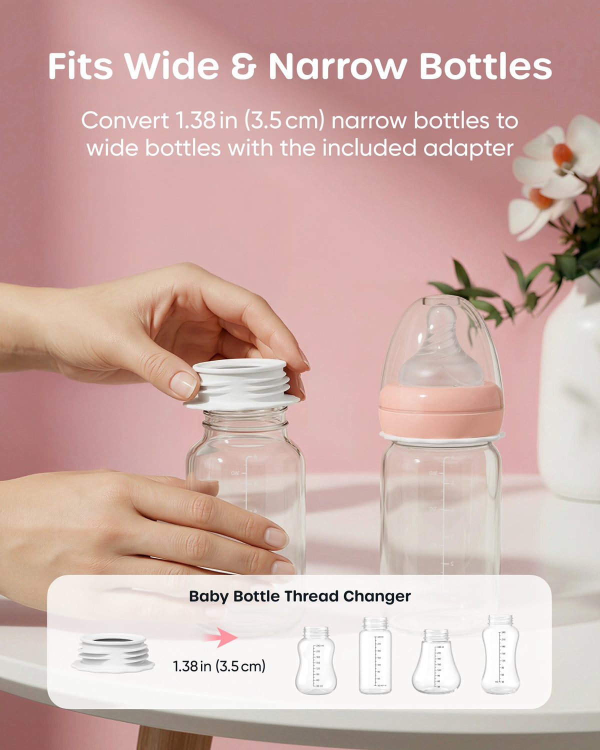 Nuliie 8010 Manual Breast Pump, Adjustable Suction with Temperature-Indicating Bottle, BPA-Free, Heat Resistant
