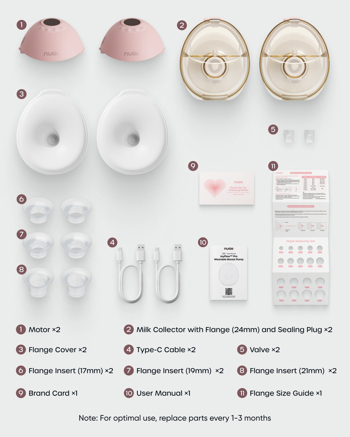 Nuliie S42 JoyFlow Pro Wearable Breast Pump with Night Light, 2-Pack