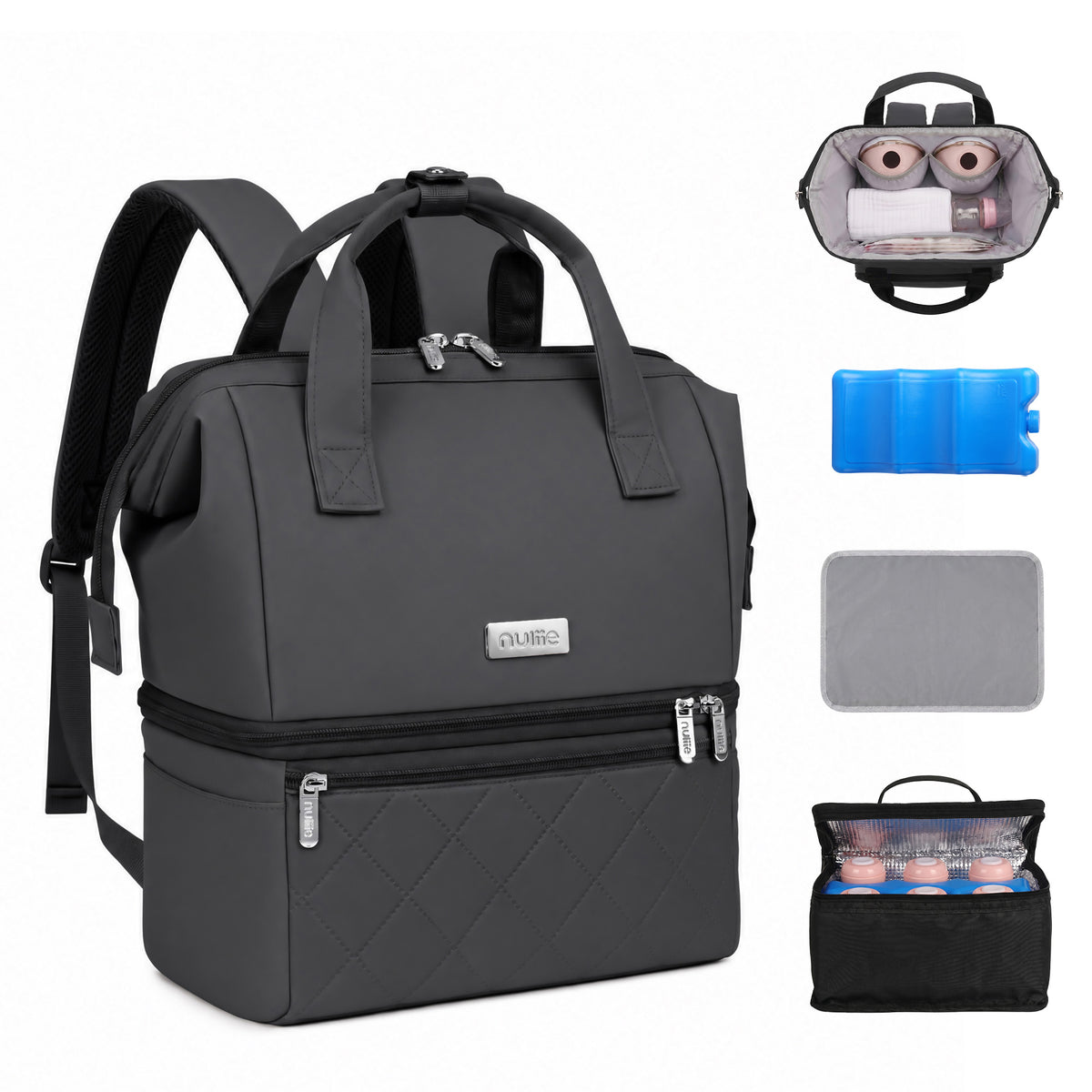 Nuliie Wearable Breast Pump Bag with Ice Pack, Cooler Compartment