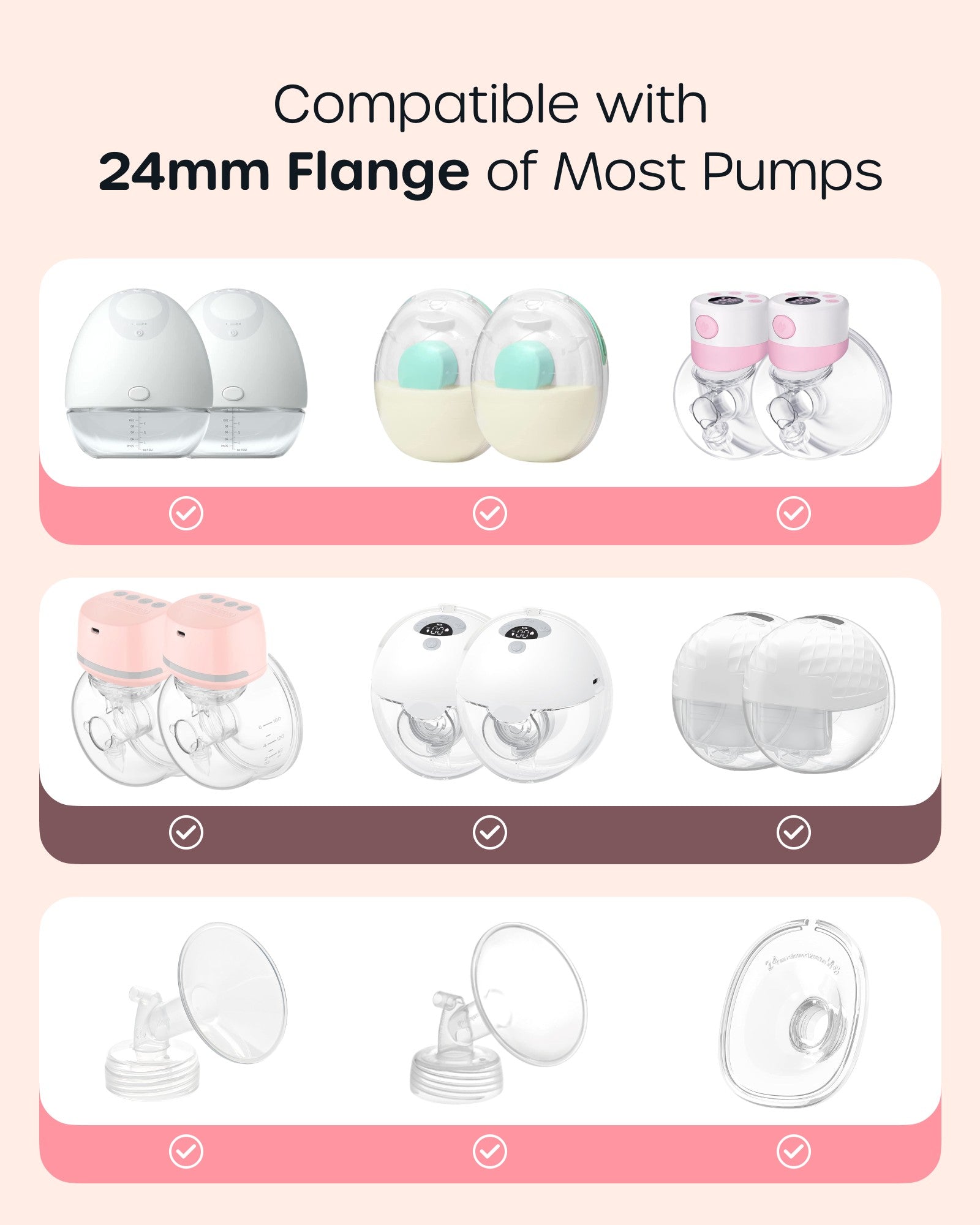 Nuliie Flange Inserts for Most Breast Pump, With Measuring Ruler, Measuring Tape and PP Storage box