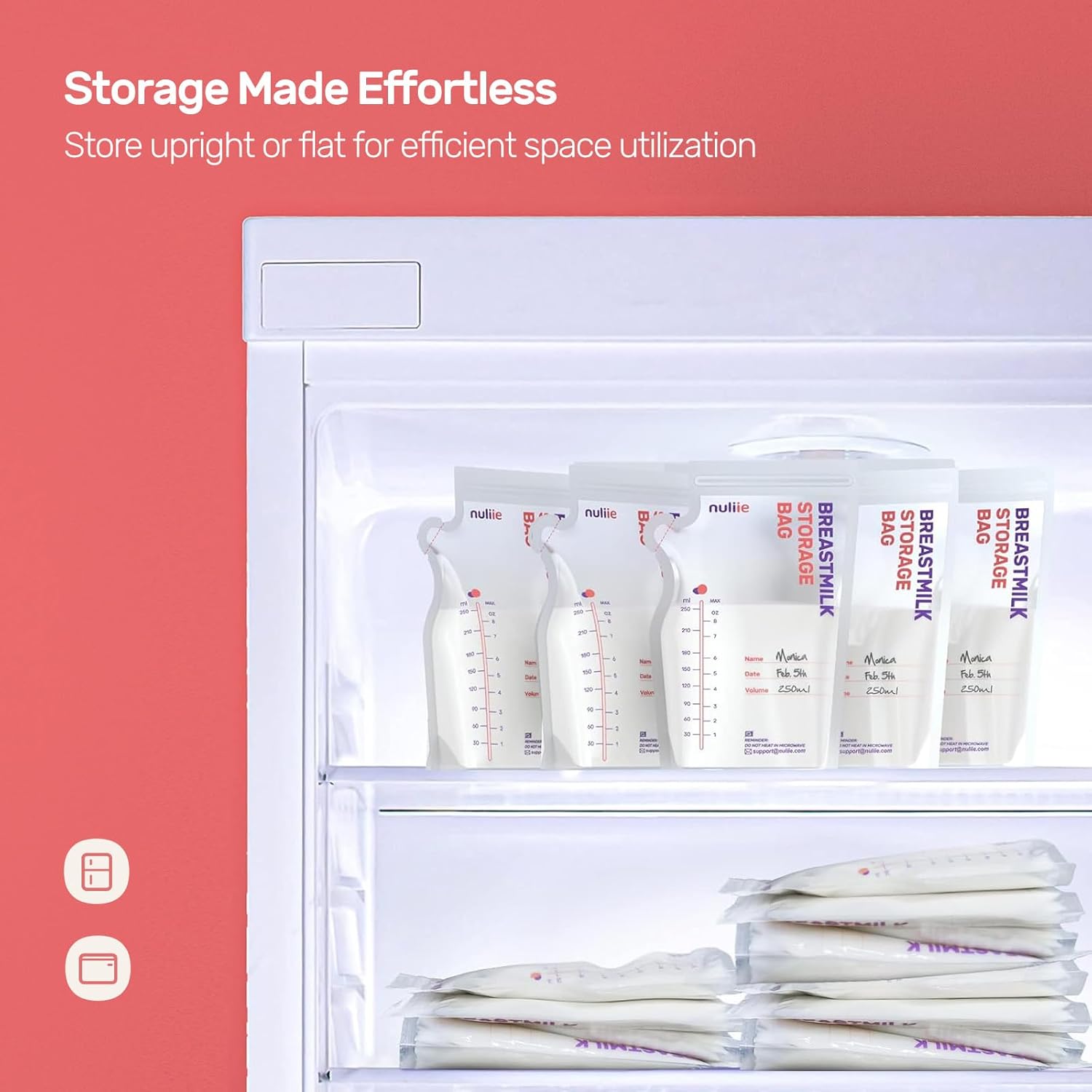 Nuliie Breastmilk Storage Bags BPA-Free, 8oz/240ml