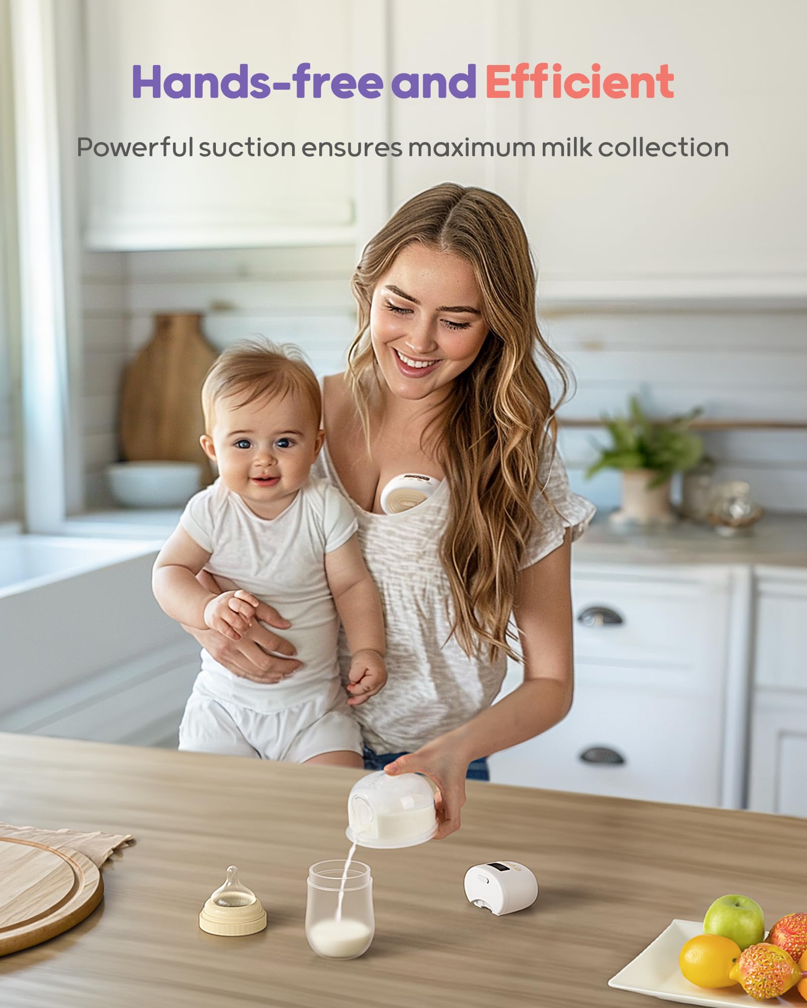 Nuliie YM-8806 Wearable Breast Pump Electrical with Storage Bag, LED Display, White