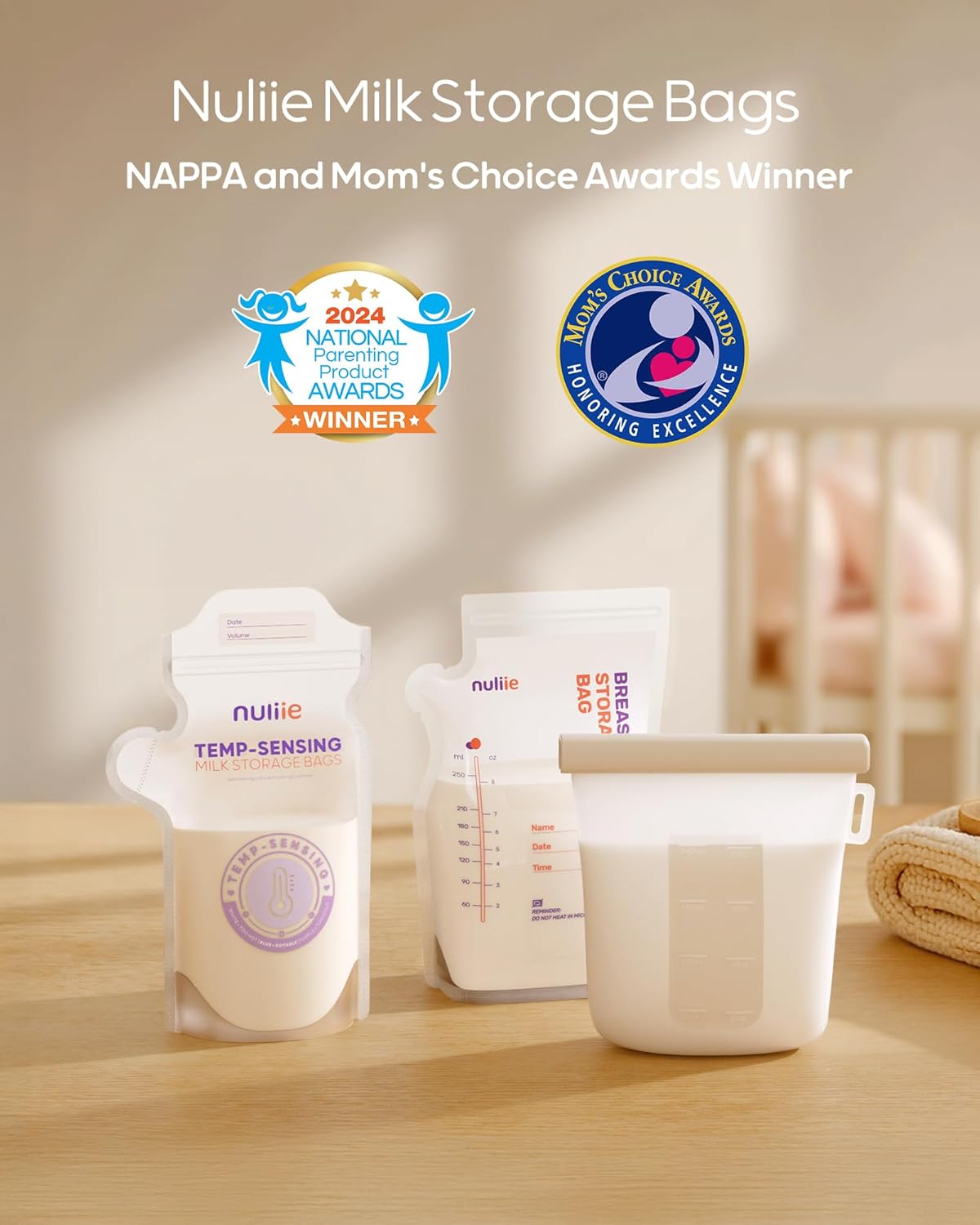Nuliie Temp-Sensing Breastmilk Storage Bag with Locking Clamp