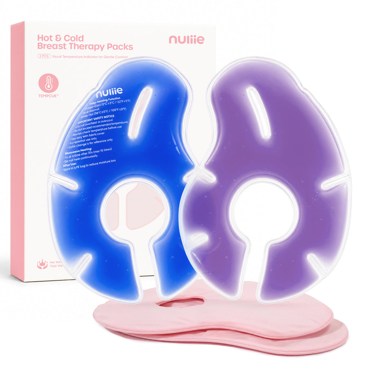 Nuliie Hot & Cold Breast Therapy Packs, with Soft Modal Covers